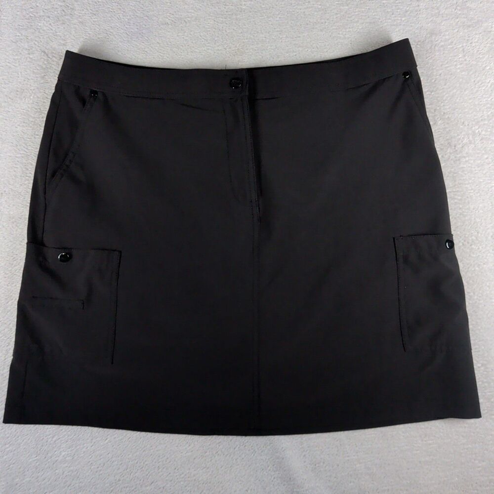 Chico’s Zenergy Golf Skort 2.5 (14, XL) Black Snap Button Zip Stretch Skirt